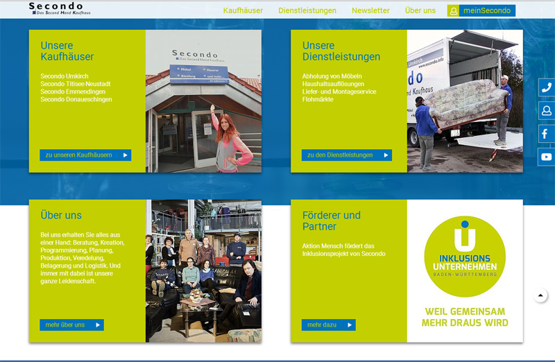 Screenshot der Webseite Secondo